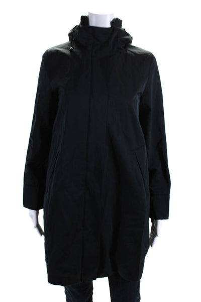 Weekend Max Mara Womens Navy Removable Hood Full Zip Long Sleeve Jacket Size 4