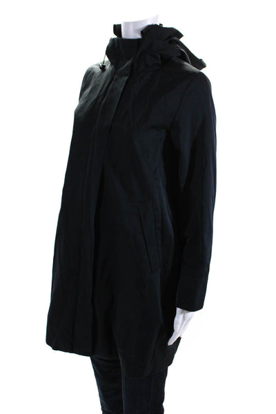 Weekend Max Mara Womens Navy Removable Hood Full Zip Long Sleeve Jacket Size 4