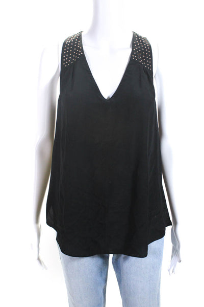 Rebecca Taylor Womens White Cut Out V-Neck Sleeveless Blouse Top Size 2