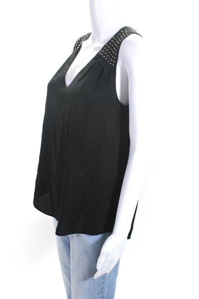 Rebecca Taylor Womens Black Silk Studded Sleeveless Blouse Top Size 4