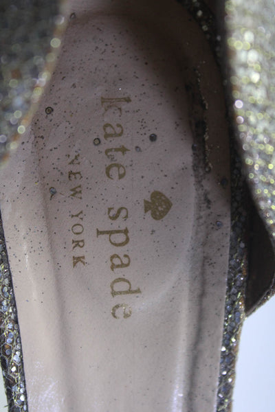 Kate Spade Womens Leather Glitter D'Orsay High Heels Sandals Gold Size 8.5B