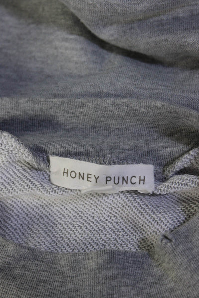 Honey Punch Womens Pom Pom Cold Shoulder Sweatshirt Gray Cotton Size Small