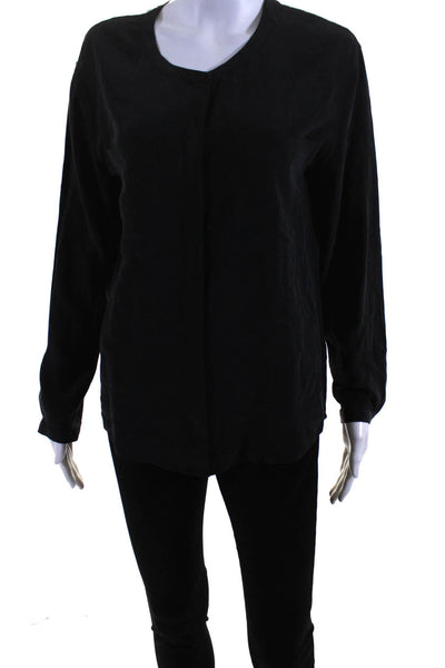 Everlane Womens Silk Long Sleeves Button Down Blouse Black Size Small