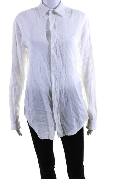 Current/Elliott Womens Long Sleeves Button Down Prep School Shirt White Size 0
