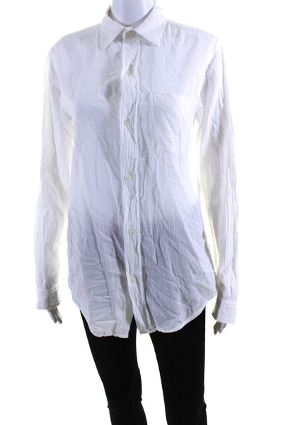 Current/Elliott Womens Long Sleeves Button Down Prep School Shirt White Size 0
