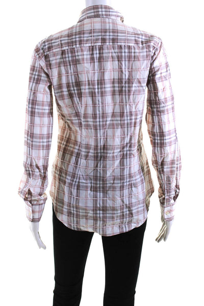 The Shirt Womens Plaid Button Down Shirt Pink Beige Cotton Size Extra Small