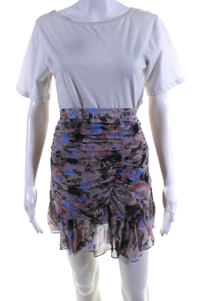 IRO Womens Floral Print Ruched Mini Skirt Multi Colored Size EUR 34