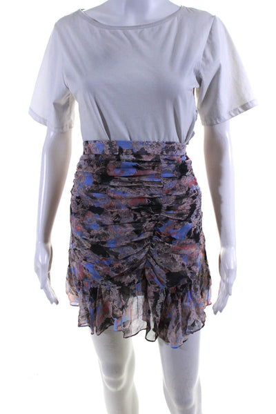 IRO Womens Floral Print Ruched Mini Skirt Multi Colored Size EUR 34