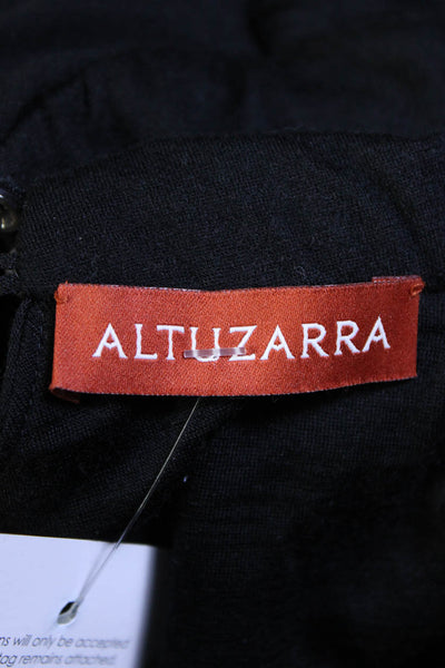 Altuzarra Womens Wool Cut Out Mock Neck Ruched Long Sleeve Top Black Size 36