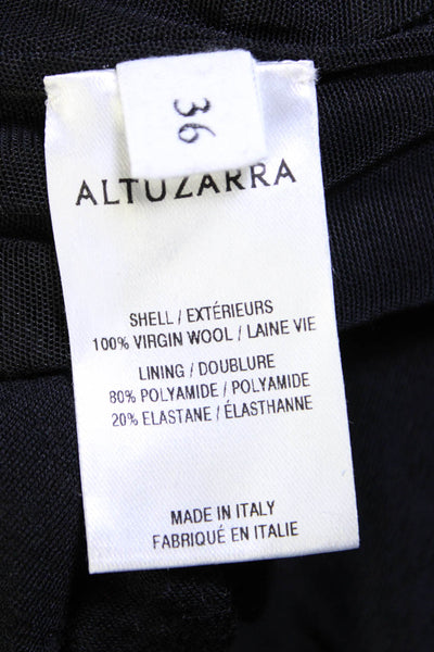 Altuzarra Womens Wool Cut Out Mock Neck Ruched Long Sleeve Top Black Size 36