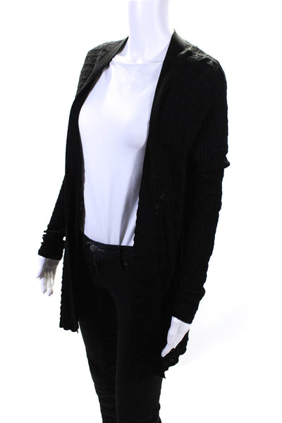 M Missoni Womens Cross Hatch Knit Long Sleeve Open Sweater Cardigan Black Size 4