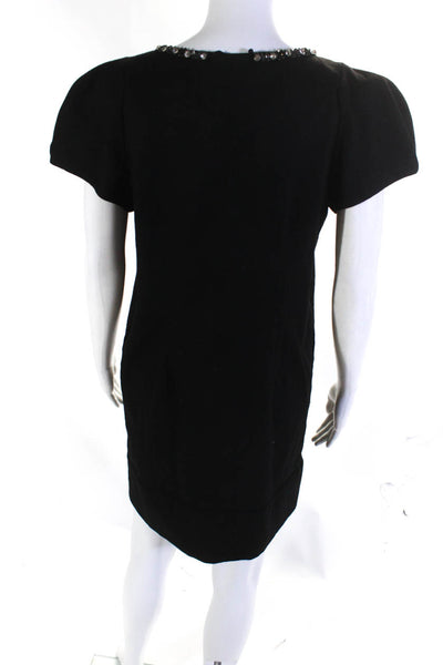 Robert Rodriguez Black Label Women's Short Sleeve Wool Shift Dress Black Size 8