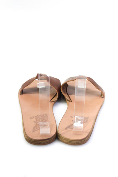 Ancient Greek Sandals Womens Flat Leather Slides Sandals Brown Size 37 7