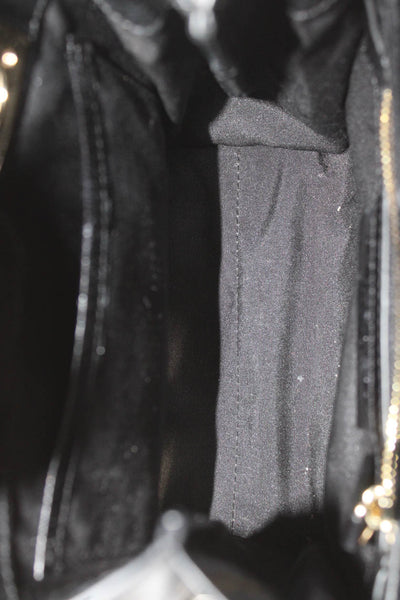 Halston Heritage Womens Leather Magnetic Closure Top Handle Bag Purse Black