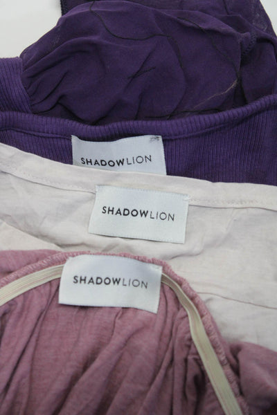 Shadow Lion Women's Scoop Neck Short Sleeves Ribbed Blouse Purple Size S Lot 3