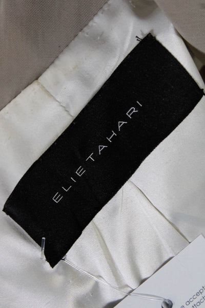 Elie Tahari  Womens Wool Blend Collared Long Sleeve Blazer Jacket Beige Size M