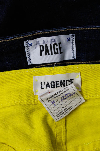 L'Agence Paige Womens Cotton Denim Cut Off Shorts Lime Green Size 24 25 Lot 2