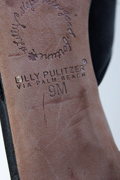 Lily Pulitzer Womens Cross Strap Open Toe Slip On Heels Pumps Black Size 9M