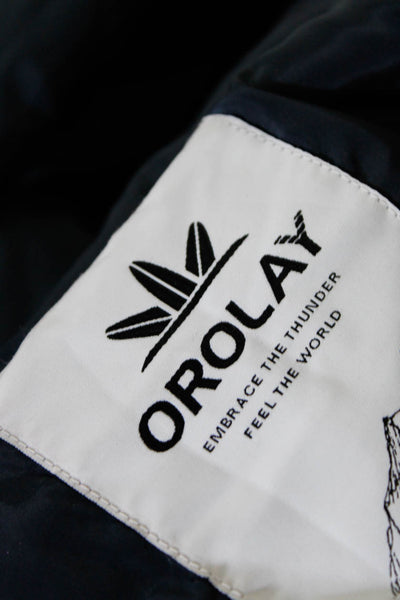 Orolay Mens Blue Zip Detail Long Sleeve Full Zip Hooded Puffer Coat Size L