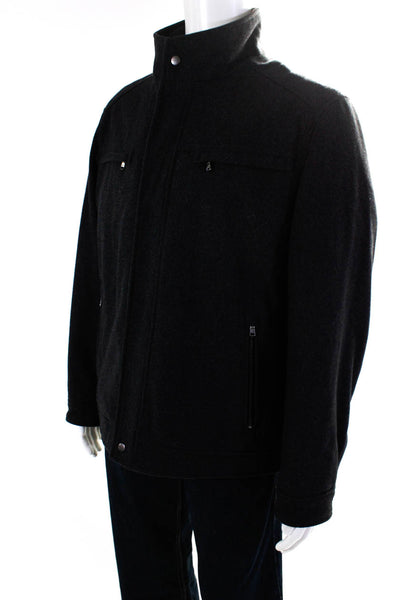 Michael Michael Kors Mens Dark Gray Wool Mock Neck Long Sleeve Coat Size L