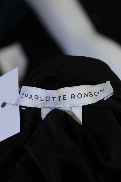 Charlotte Ronson Women's Silk Lace Trim Bow Strap Cami Blouse Black Size 2