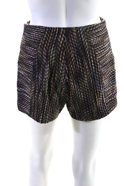 Charlotte Ronson Women's Tweed High Rise Suede Buckle Shorts Multicolor Size 4
