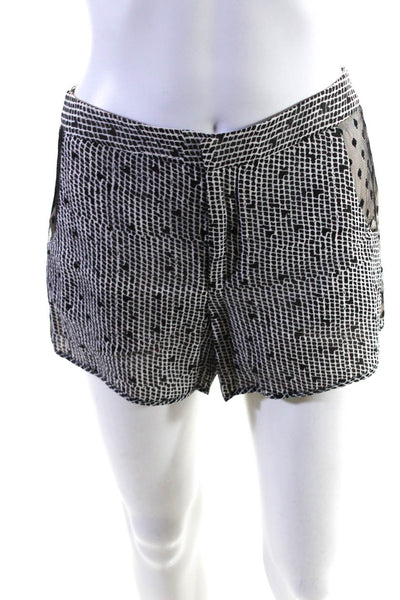 Charlotte Ronson Women's Lace Trim Abstract Print Mini Shorts Black Size 2