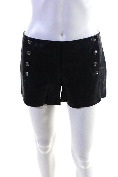 Charlotte Ronson Women's Leather Snap Closure Lined Mini Shorts Navy Size 2