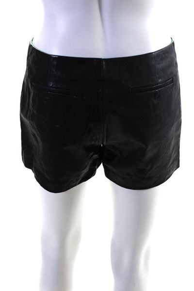 Charlotte Ronson Women's Leather Snap Closure Lined Mini Shorts Navy Size 2