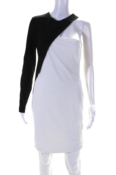 Cut 25 Women's Round Neck Sleeveless Bodycon Color Block Mini Dress White Size S