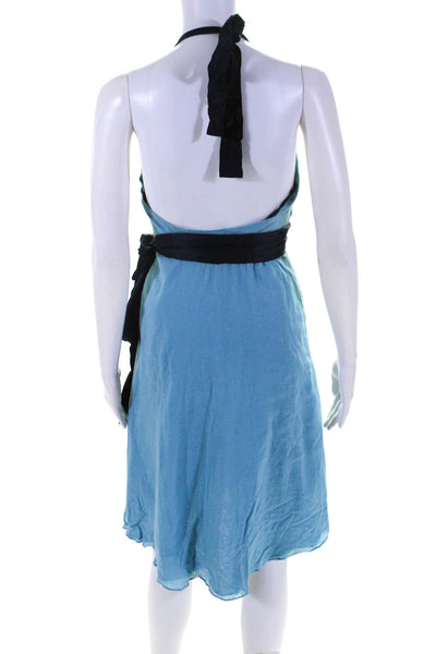 Samantha Treacy Women's Halter Neck Flare Mini Dress Blue Size S
