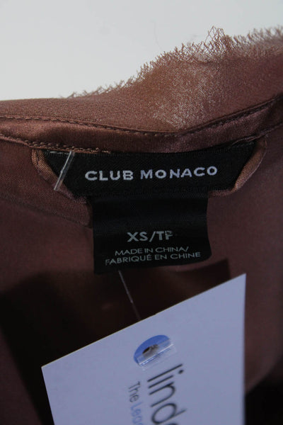 Club Monaco womens Silk Round Neck Sleeveless Knee Length Dress Bronze Size XS