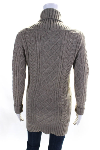 Vince Womens Single Button Cable Ribbed Knit V Neck Cardigan Sweater Brown XS