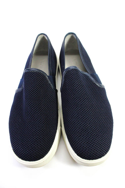 Vince Womens Slip On Knit Round Toe Sneakers Navy Blue White Size 7.5