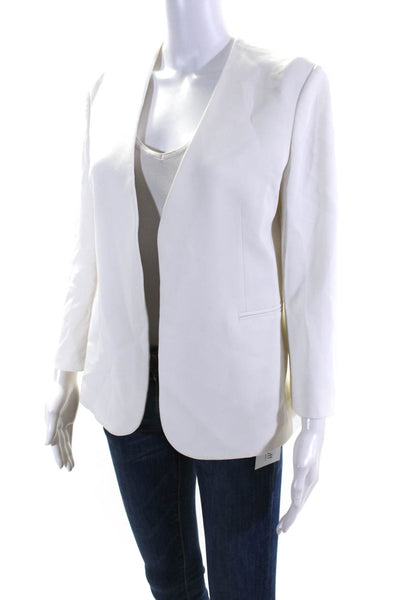 Theory Womens Open Front Lindraya Admiral Crepe Jacket White Size 8