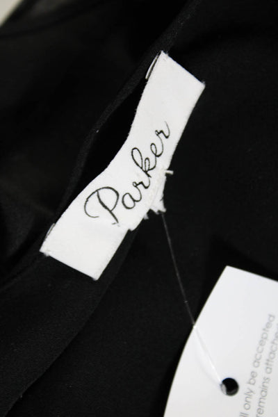 Parker Womens Silk Semi-Sheer V-Neck Sleeveless Blouse Tank Top Black Size XS