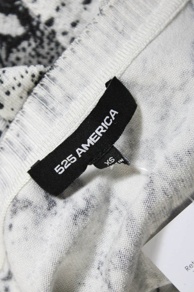 525 America Womens Animal Print Round Neck Short Sleeve Knit Top White Size XS