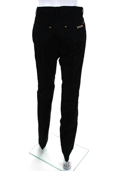 Roberto Cavalli Womens Zipper Fly Straight Leg Pleated Trouser Pants Black IT 42