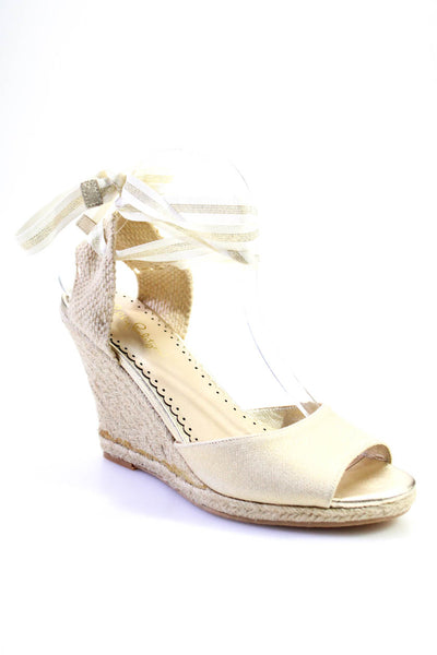 Lilly Pulitzer Womens Wedge Heel Metallic Ankle Strap Espadrilles Brown Size 8.5