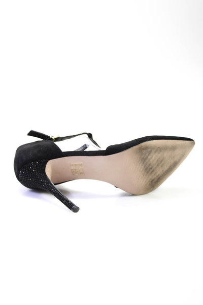 Carvela Womens Stiletto Pointed Toe Crystal Suede Pumps Black Size 39