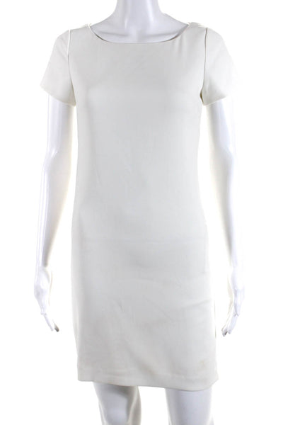 Halston Heritage Womens Animal Print Back Short Sleeves Dress White Black Size 0