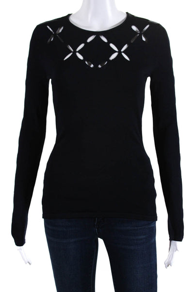 Bailey 44 Womens Star Cut Out Lon Sleeves Sweater Black Size Extra Small