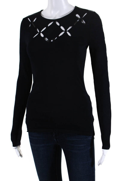 Bailey 44 Womens Star Cut Out Lon Sleeves Sweater Black Size Extra Small