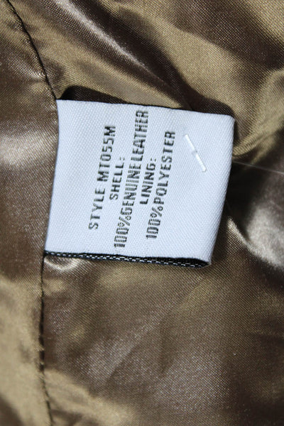 My Tribe Womens Leather Cropped Wrap Biker Jacket Bronze Size Small