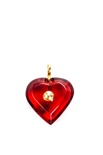 Baccarat Womens Crystal Heart Pendant Red Gold Tone
