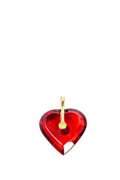 Baccarat Womens Crystal Heart Pendant Red Gold Tone