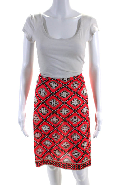 Emilio Pucci Womens Abstract Print Split Hem Straight Skirt Multicolor Size 6T