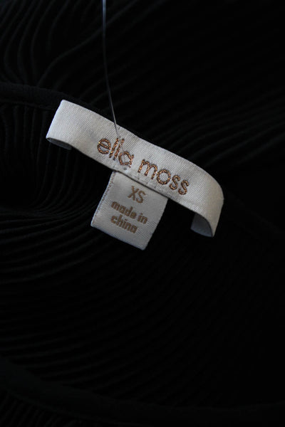 Ella Moss Women's V-Neck Long Sleeves Pleated Flare Mini Dress Black Size XS