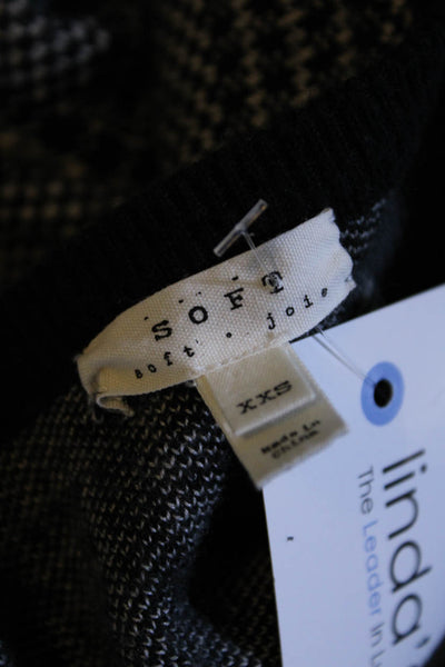 Soft Joie Women's Round Neck Long Sleeves Black Plaid Mini Dress Size XXS