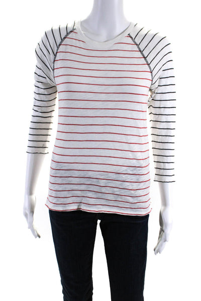 ATM Women's Round Neck Long Sleeves Stripe Cotton T-Shirt Size XS